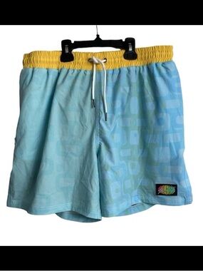 NEW! Slunks Soho Sixer Beach Volleyball Shorts Men Size XL Blue Yellow Retro